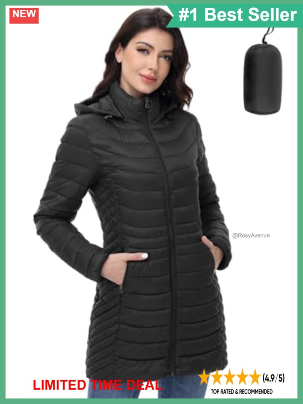 Midnightsun Women's Packable Lightweight Warm Puffer Jacket